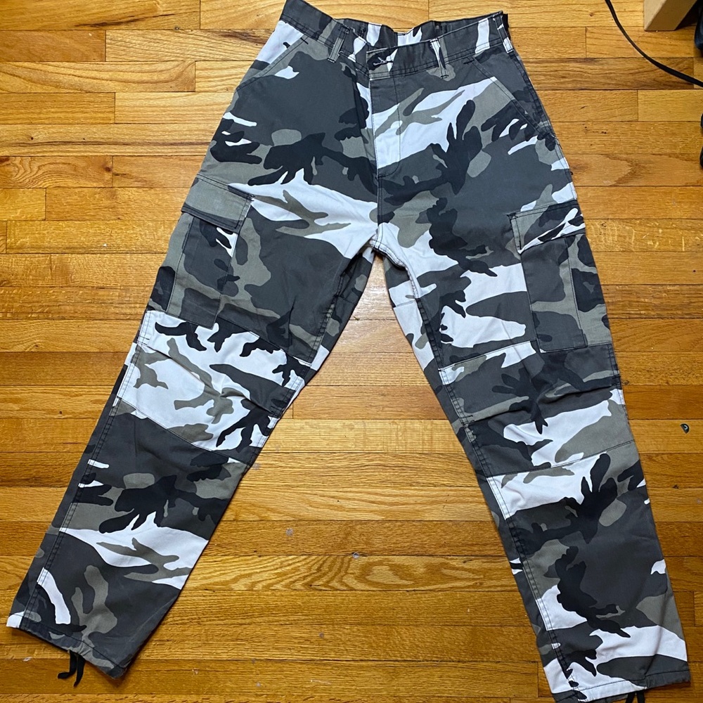 Grey Camo Cargo Pants